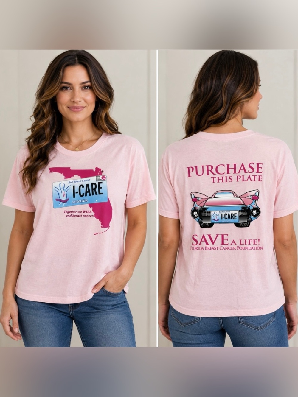 Pink Florida Breast Cancer Awareness T-Shirt